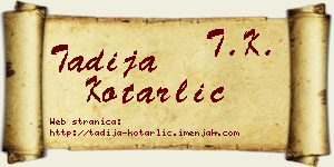 Tadija Kotarlić vizit kartica